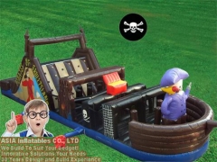 Надувная лодка с препятствиями на пиратском корабле