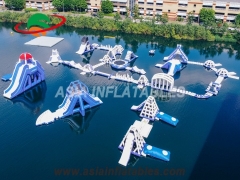 Funny Adults Sport Aqua Water Fun Park Game, Inflatable Floating Aqua Park for Lake